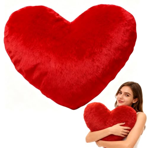 DASIAUTOEM Coj&iacute;n en forma de coraz&oacute;n, coj&iacute;n de peluche de 46 x 36 cm, coj&iacute;n decorativo en forma...