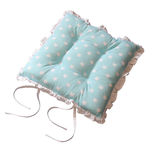 HOMESCAPES Coj&iacute;n 100% algod&oacute;n con Tiras y Volantes para Silla, Doble dise&ntilde;o - Rayas y Estrellas...