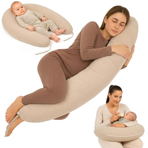 Totsy Baby Cojin Lactancia y Embarazo 190cm &ndash; Almohada para Dormir de Lado Descanso y relajaci&oacute;n...