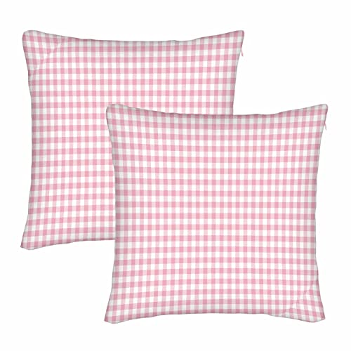 45X45Cm Fundas De Almohada Cuadros Vichy Rosas Throw Pillow Cover 2-Pack Funda Almohada...