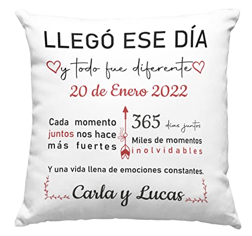 Worfull Regalos Coj&iacute;n Personalizado para Pareja con Fecha y Frases Frente y Dorso de 40x40 cm....