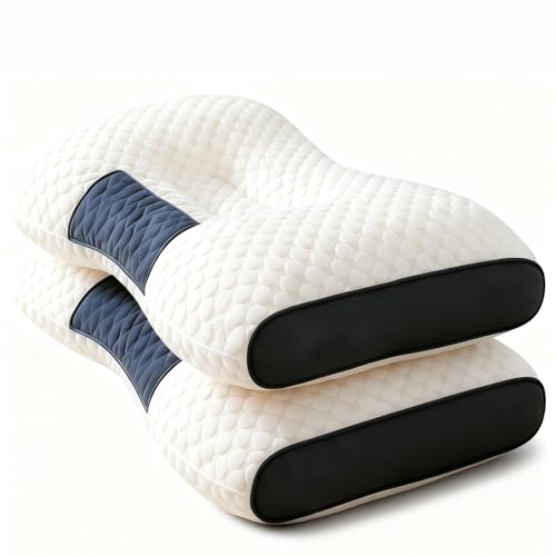 MIMOCASA Almohada Cervicales y Cuello - 2 Pcs Almohada Ergon&oacute;mica para Masaje de Ayuda para Dormir,...