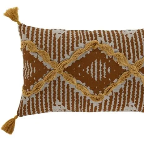LAS TELAS ... Coj&iacute;n Algod&oacute;n Rombos Marr&oacute;n y Mostaza. Medida 50 * 30 cms. Decoraci&oacute;n. Textil...