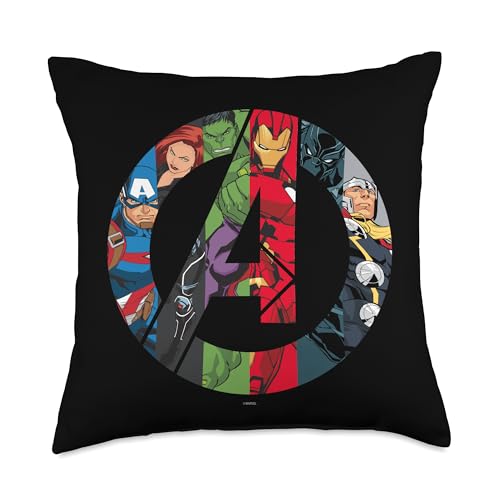 Marvel Avengers A Logo Super Heroes Assemble - Almohada decorativa, 18 x 18 pulgadas, multicolor