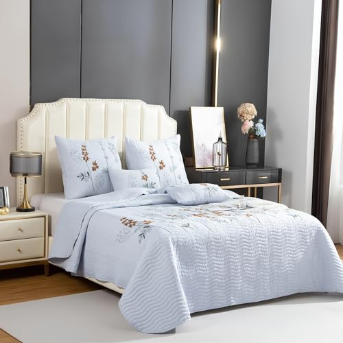 Colcha Bout&iacute; Bordada Cama 150 (250x270) para Verano y Entretiempo - 100% Microfibra Suave &ndash;...