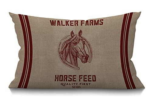 BGBDEIA Walker Farms - Funda de cojín de lino y algodón con diseño de saco de alimentación para...