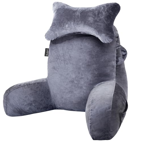 SLIGUY Almohada de lectura para sentarse en la cama, sofá para adultos, almohada de espalda con...