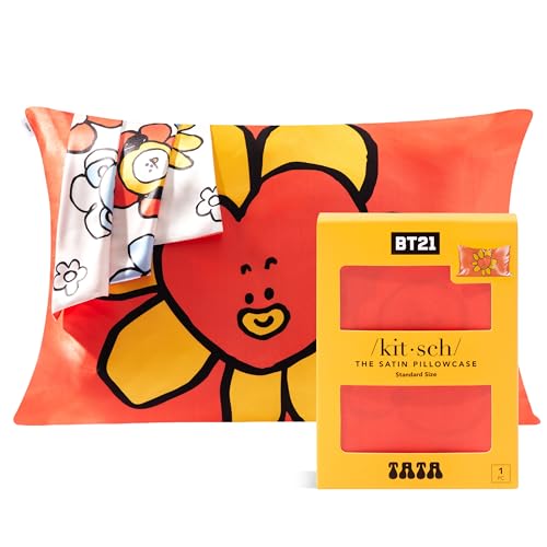 Kitsch x BT21 - Funda de almohada de sat&eacute;n con cremallera para cabello y piel, m&aacute;s suave que la...