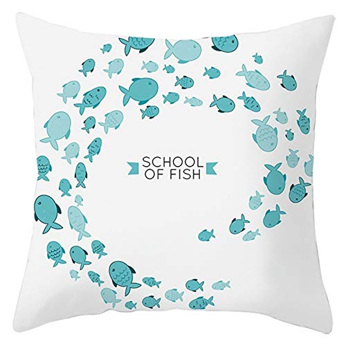 Fundas De Almohadas Saten Coj&iacute;n Exterior Peces Escuela Peces Linaza Hotel Marino Decoraci&oacute;n del...