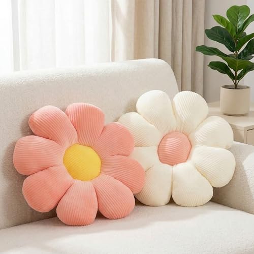FSRONGXI 2Pcs Decoracion Cojines Cojines con Forma de Margarita, coj&iacute;n de Felpa para Dormitorio,...