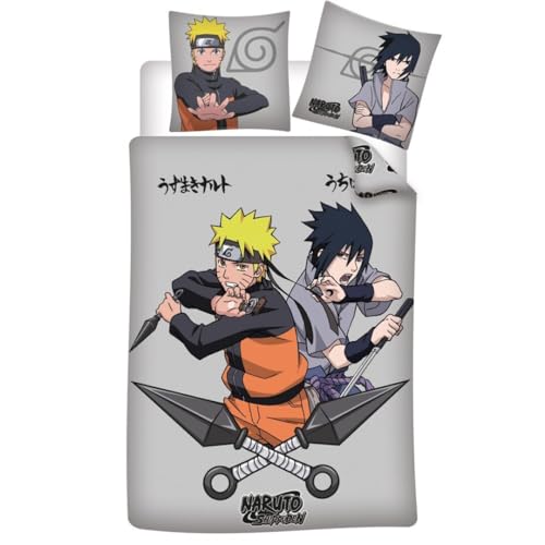 Juego de cama Naruto Shippuden 100% algod&oacute;n, funda n&oacute;rdica de 140 x 200 cm + funda de almohada de...