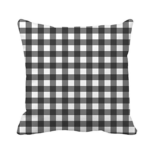 Vichy - Funda de almohada de 45 cm x 45 cm, diseño de cuadros negros y blancos abstractos, funda de...