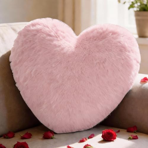 Coj&iacute;n Coraz&oacute;n, Coj&iacute;n de Coraz&oacute;n Suave y Mullido - 36 x 46 cm - Rosa Cojin de Peluche en Forma de...