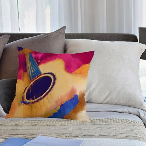KHWEJ Fundas Cojines 40x40 cm,Lavable, Antideslizante, Guitarra, Patr&oacute;n de Cuerdas abstractas...