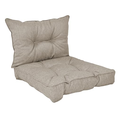 POKAR Set de 2 Cojines para Silla de Exterior: Asiento 60x60x10 + Respaldo 60x40x10 cm | Cojines...