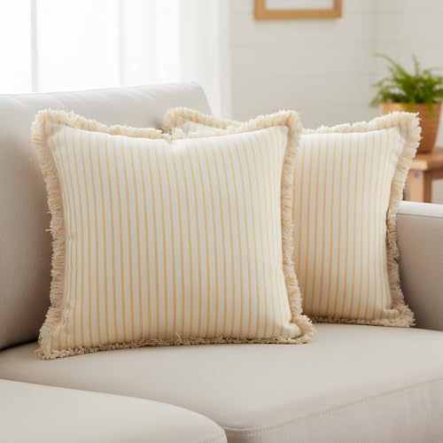 Eclove Juego de 2 Fundas de coj&iacute;n Decorativas, dise&ntilde;o Bohemio de Estilo r&uacute;stico a Rayas con...
