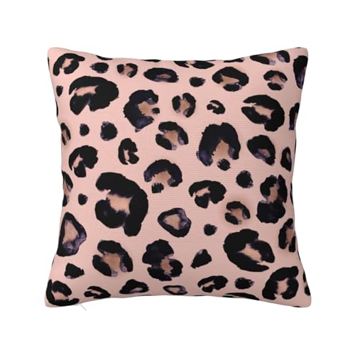 Anceky Fundas de Almohada de Leopardo, Negras y moradas, de 18 x 18 Pulgadas, con Cremallera, de...