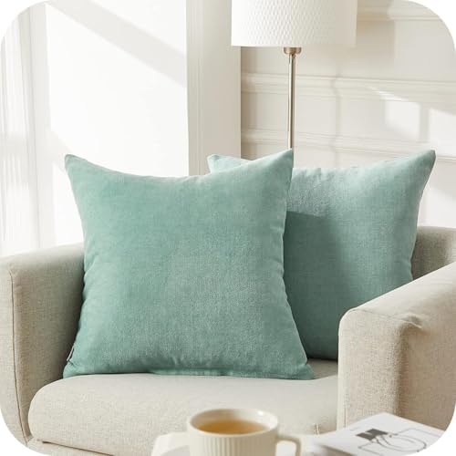 Topfinel Juego 2 Fundas Cojines Cama Sofas de Chenilla Algod&oacute;n Lino Duradero Almohadas Decorativa...