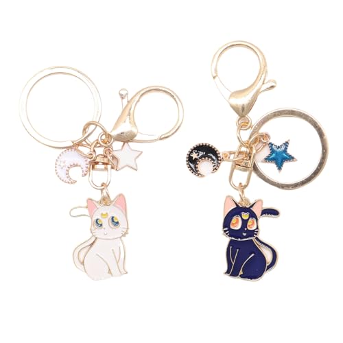 OUDQFCJ Sailor Moon Llavero Set - Llavero Anime con Figura de Gato & Encanto M&aacute;gico para Bolsa,...