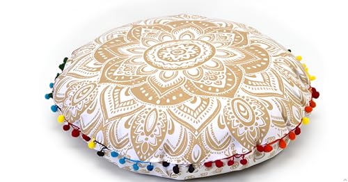 Almohada redonda de suelo con dise&ntilde;o de mandala, coj&iacute;n de asiento, funda de coj&iacute;n, puf otomano...