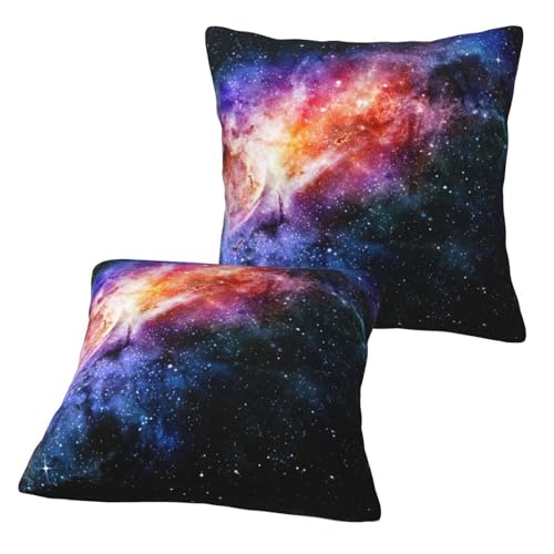 Yyoretp Juego de 2 fundas de coj&iacute;n decorativas con estampado de galaxia en el universo para sof&aacute;,...