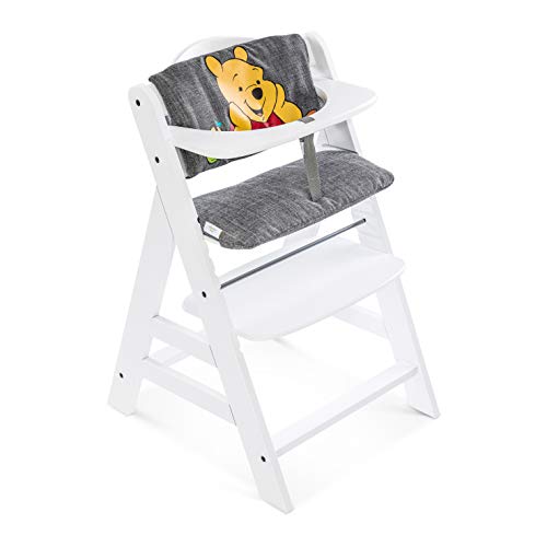 hauck Highchair Pad Deluxe, Winnie The Pooh Gris - Coj&iacute;n de 2 Piezas para Trona de Madera Alpha+,...