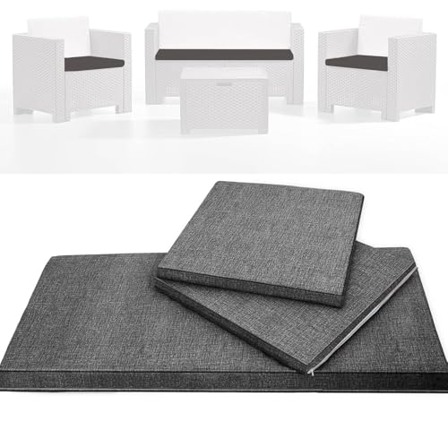 HAND Set de 3 Cojines de Exterior para Sillones y Sof&aacute; de Jard&iacute;n &ndash; Cojines Desenfundables con...