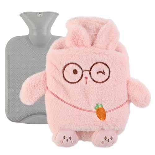 RoxNvm Bolsa de Agua Caliente, 1L Bolsa Agua Caliente Grande, Hot Water Bottle with Cover (H)