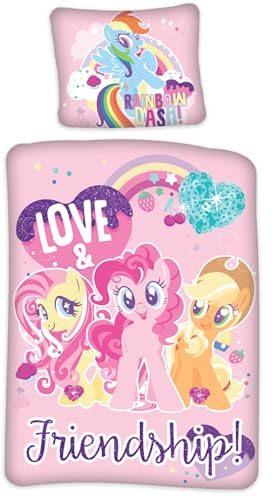 My Little Pony - Juego de cama de algod&oacute;n reversible, 100 x 135 cm, 40 x 60 cm