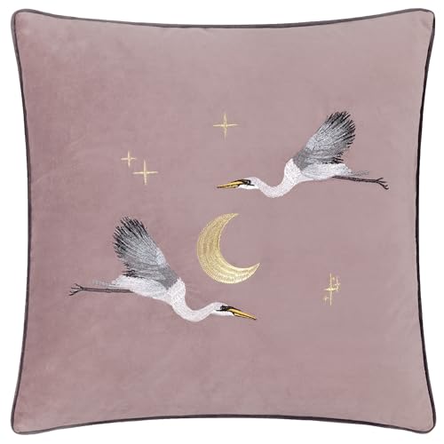Paoletti Funda de coj&iacute;n de Terciopelo Bordado Moonlit Flight Rosa Viejo - 45x45cm