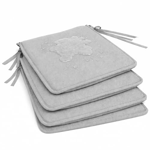 Pack 4 Coj&iacute;n para silla 40x40x2 cm｜Repelente al agua y f&aacute;cil de limpiar｜Con cintas de...