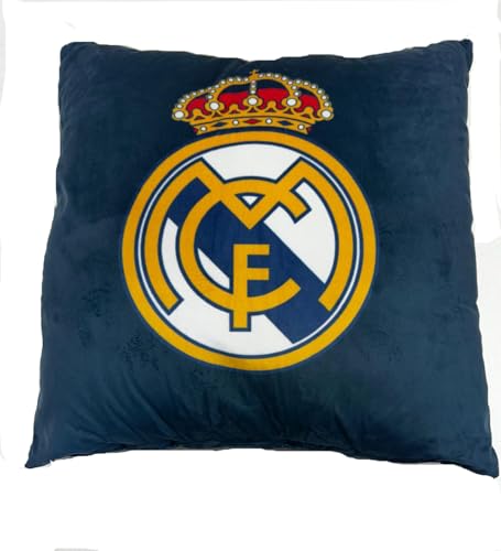 ASDITEX Cojin Velvet Terciopelo Real Madrid 45 cm x 45 cm Aprox. (Incluye Relleno)