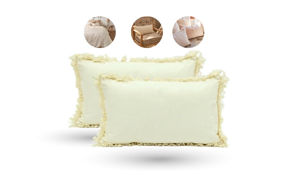 Juego de 2 Cojines 30x50cm 80% Poli&eacute;ster + 20% Algod&oacute;n para Sofa con Relleno Incluido Extra Suave...