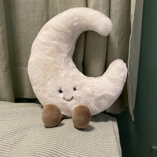 Yestree Cojín decorativo de peluche con forma de sol sonriente y luna, 3D, peluche, regalo de...