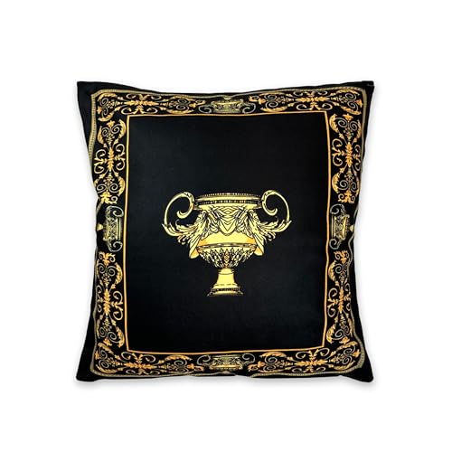 Belle Arti Juego de 2 cojines decorativos para sof&aacute;, color negro y dorado con funda, relleno y...