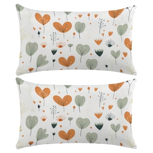 Funda Cojin 35x55 cm de Terciopelo Juego de 2 Suave Fundas de Cojines Blanco Funda Almohada Plantas...