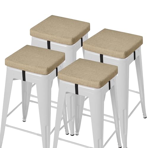 AddGrace Cojines para Silla Juego de 4 extra&iacute;bles de Esponja de Comedor Crema 30X30X5cm