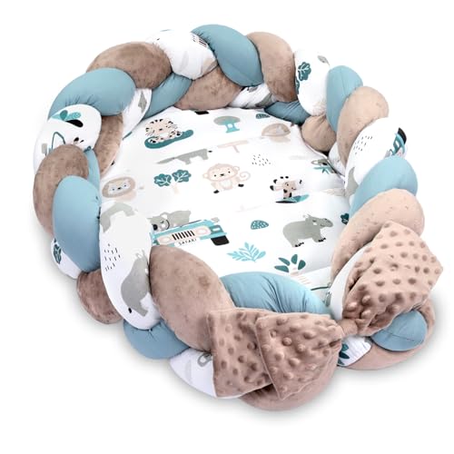 Nido de beb&eacute; reci&eacute;n nacido 75 x 45 cm &ndash; Tejido de peluche con coj&iacute;n trenzado, juego...