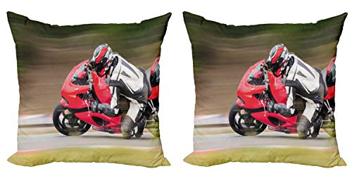 ABAKUHAUS Sala de Adolescentes Set de 2 Fundas para Coj&iacute;n, Moto Race Velocidad, con Estampado en...