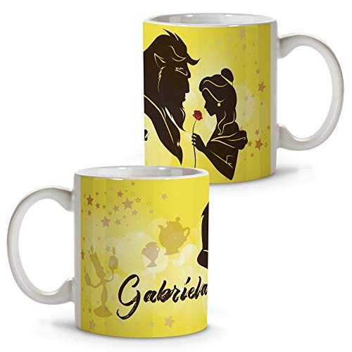 LolaPix Taza Bella y Bestia personalizada con nombre. Regalos Frikis personalizados. Tazas...