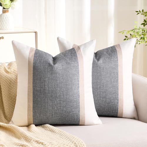 Aisybaklyn Funda Cojines Gris Blanco 40x40 cm para Sof&aacute; Funda de Almohada Cuadrado Funda Cojin...