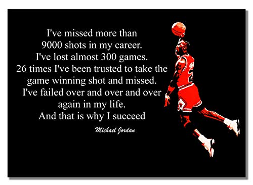 P&oacute;ster inspirador de Michael Jordan #1 A3 sin marco con cita de jugador deportivo en blanco y...