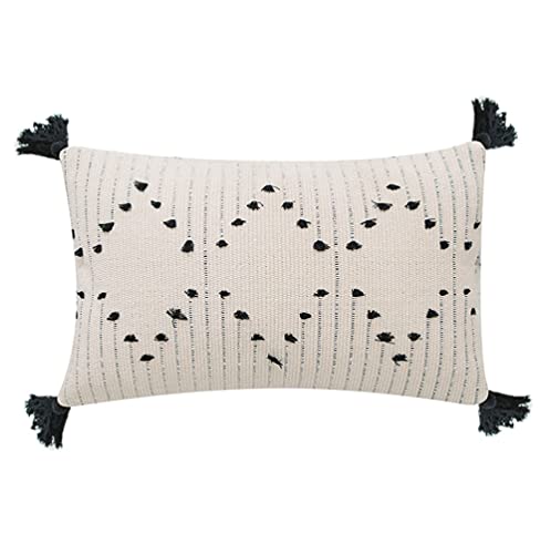 MOCOFO Funda de cojín 30x50cm con Flecos Tela de Flores Cortadas Funda de Almohada Bordada Bohemia...