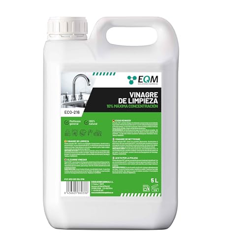 EQM - ECO-216 - Vinagre de Limpieza Concentrado - 5L - 10&ordm; de Acidez - 100% Natural - Potente...