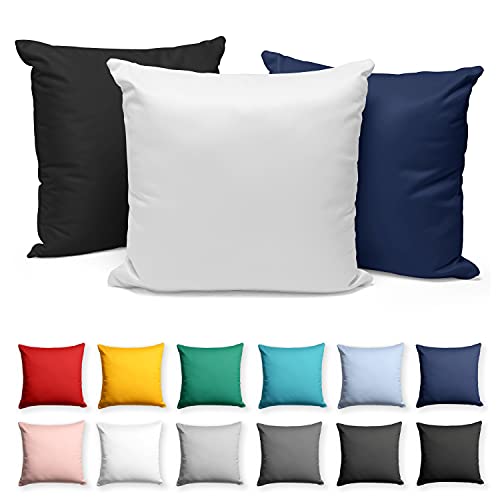 Alreya Juego de 2 Fundas de Almohada 100% Algod&oacute;n Jersey - 80x80 cm - Blanco -...