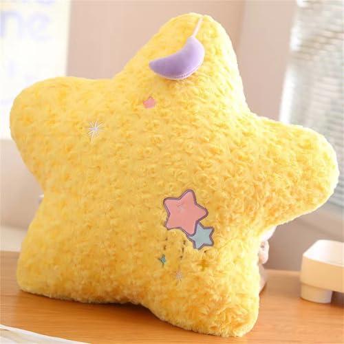 Coj&iacute;n de peluche para ni&ntilde;os, 45 cm, dise&ntilde;o de estrella, luna, coj&iacute;n decorativo, suave, mullido,...