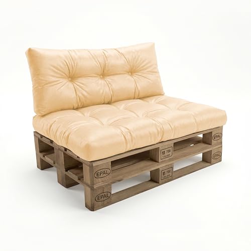 POKAR Set de 2 Cojines para Palets Impermeable | Asiento 120x80 + Respaldo 120x40 para Sof&aacute; de...
