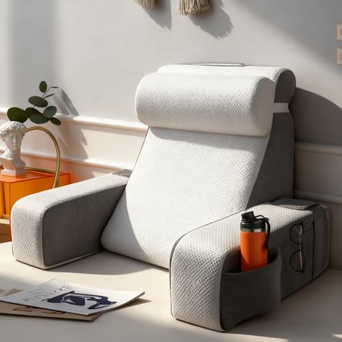 Cojín grande de lectura con reposacabezas y reposabrazos extraíbles, cojín de respaldo...
