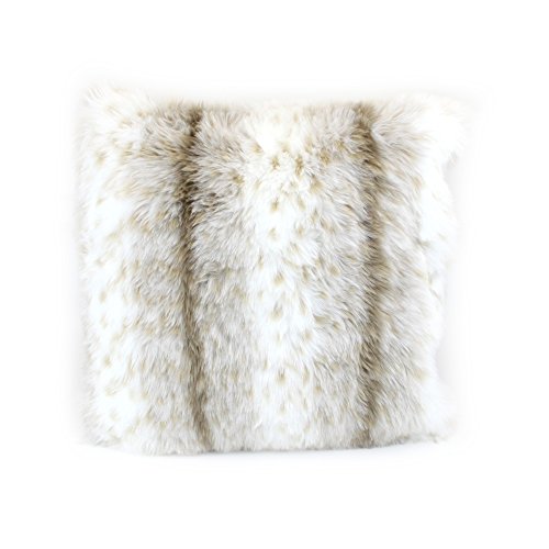 G&ouml;zze - Funda de coj&iacute;n, elegante aspecto de piel, Dise&ntilde;o lince, 50 x 50 cm - Blanco