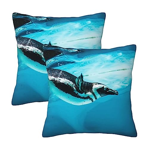 OUSIKA Fundas de coj&iacute;n cuadradas de ping&uuml;ino peruano, 2 fundas de almohada para decoraci&oacute;n de...